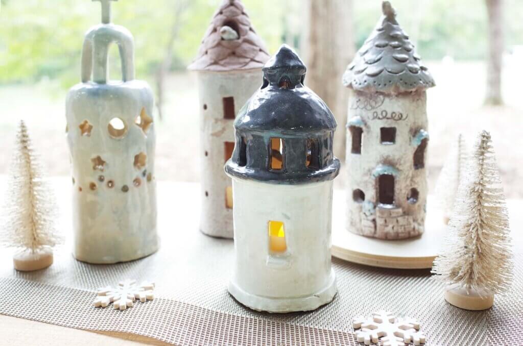 藤野芸術家クリスマススペシャルメニュー「手びねりで作る陶器のおうちランプ」作り